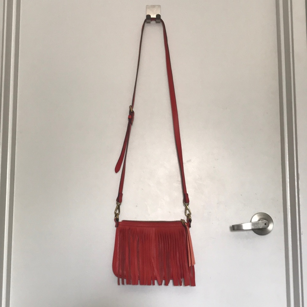 Fossil Red Leather Fringe Crossbody - Picture 3 of 7